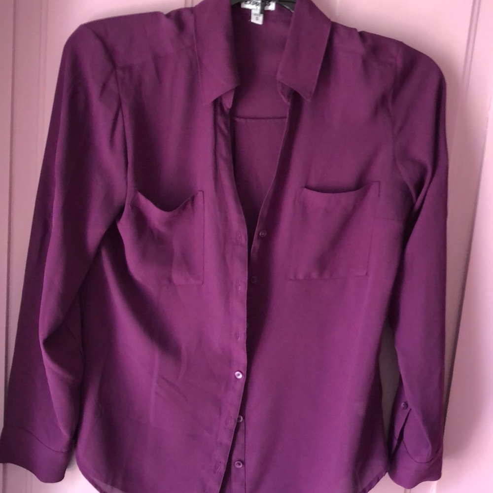 EXPRESS size medium button up shirt. Color purple. Very nice office/work shirt.